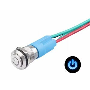 LED vodotěsný spínač 12mm s vystouplým hmatníkem, 12-24V, modrý