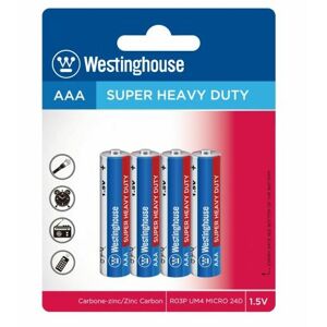 Baterie Westinghouse AAA/LR3 (R03P, UM4, 24D)1,5V Super Heavy Duty, ZnCl, blistr 4ks