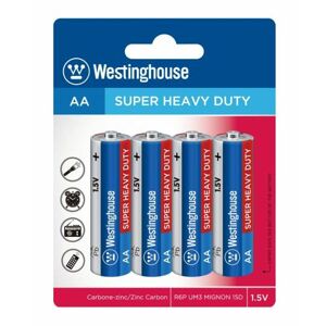 Baterie Westinghouse AA/R6 (R6P, UM3, 15D) 1,5V Super Heavy Duty, ZnCl, blistr 4ks