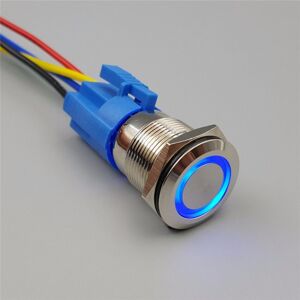 LED vodotěsný přepínač 19mm - modré podsvícení