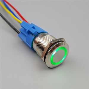 LED vodotěsný přepínač 19mm - zelené podsvícení